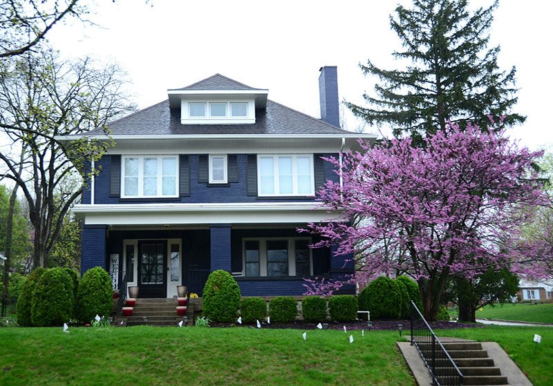 House with Spring flowers
